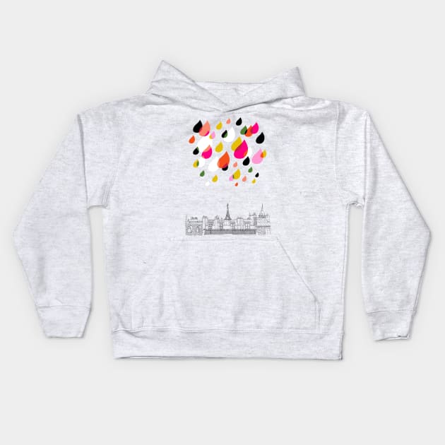 Parisian Pink Rain Kids Hoodie by Akabé Paris